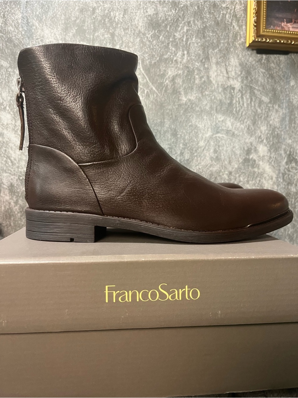 Franco Sarto Brown Leather Ankle Boots